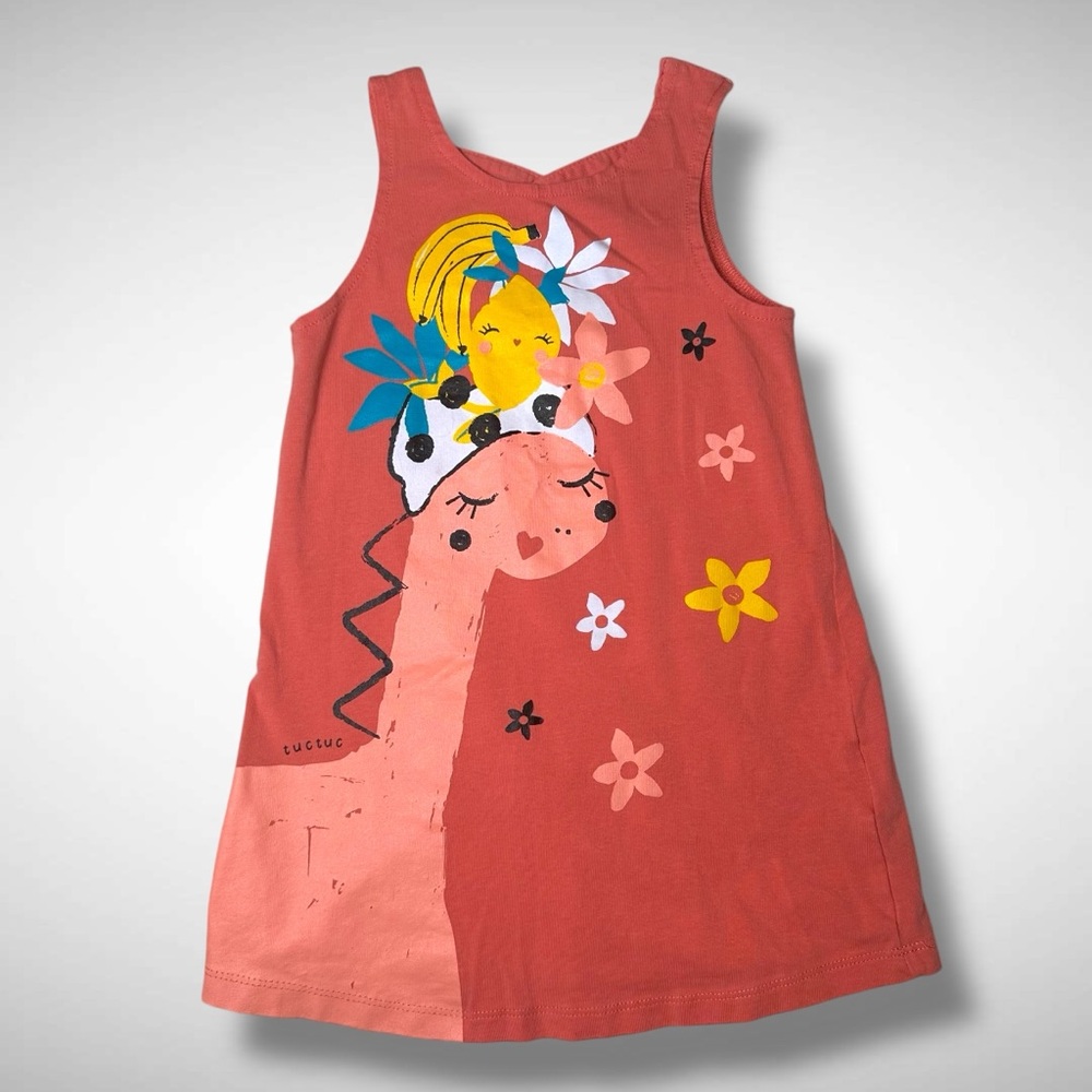 TucTuc guava color Juicy Knitted Dinosaur Dress 2T